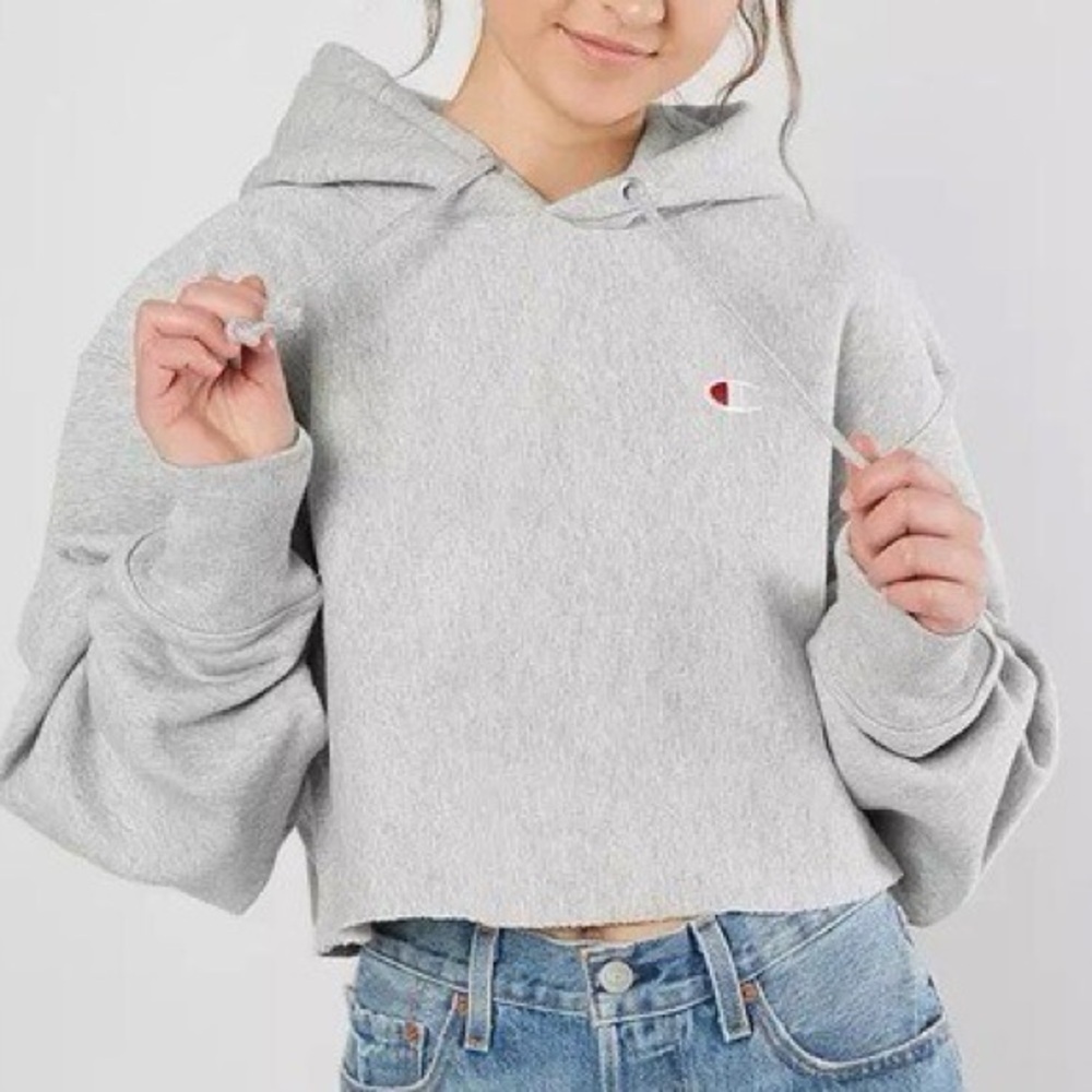 Champion Reverse Weave Women’s Heather Gray Cropped Hoodie M